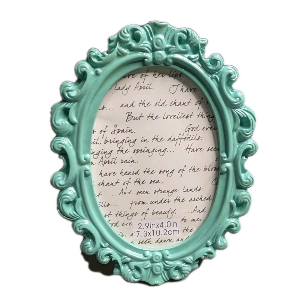 Michaels Ornate Baroque Teal Oval Picture Frame - Small Tabletop 3x4